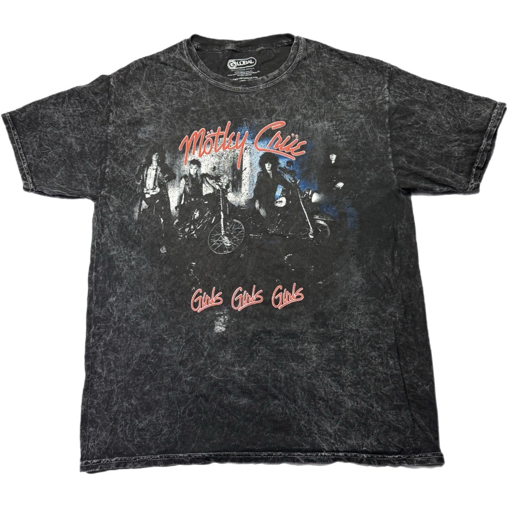 2022 Motley Crue Band Global Merchandising Services Black Grunge T Shirt Small